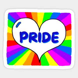 PRIDE - LGBTQ Message Radiating Rainbow Background - Gay Rights Sticker